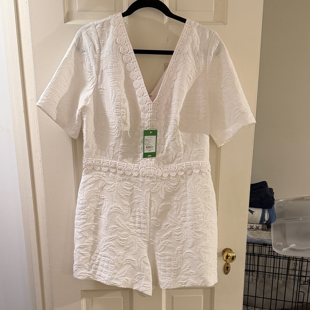 Lilly Pulitzer Resort White Pineapple Jacquard Romper